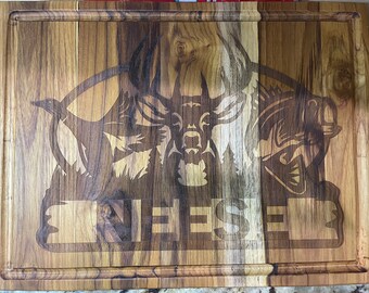 Customized Cutting Boards - Gift for Outdoorsman - Teakwood cutting board - Hunter Engraved Cutting Board