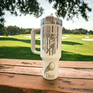 Golfing Tumbler for Her or Him, 40oz Engraved Mug, Large Water Bottle, Vacuum Insulated Travel Thermos, Cup Holder Friendly, Drinking Mug
