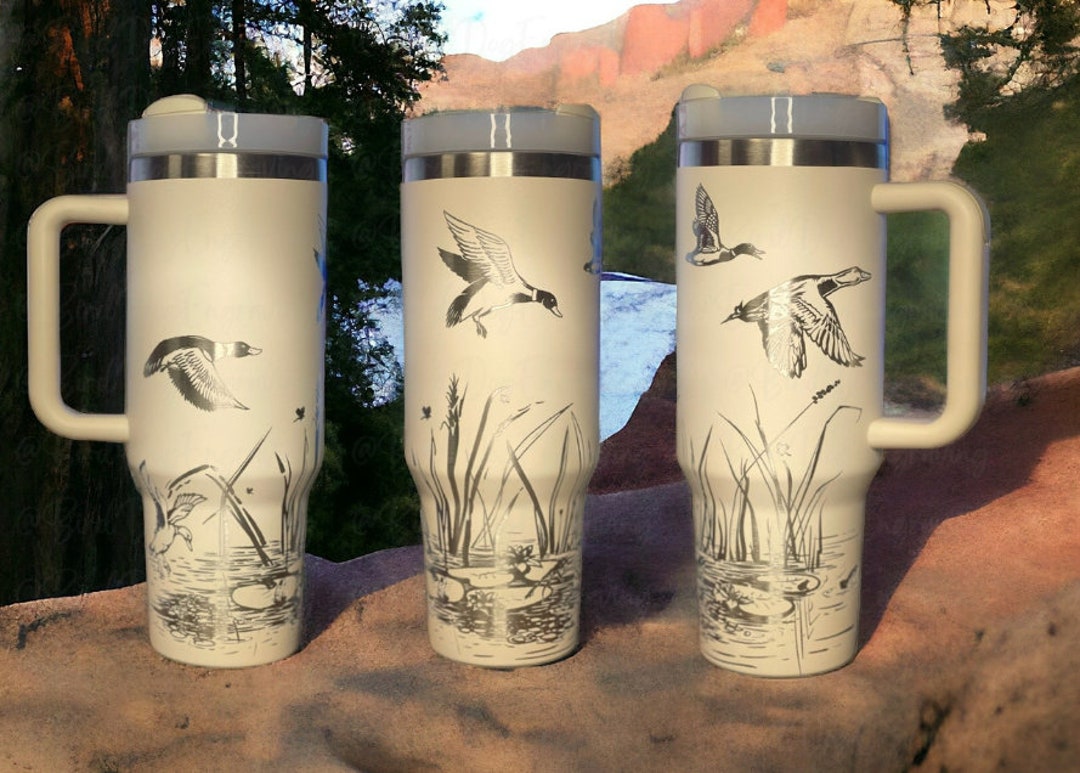 40oz Engraved Tumbler With Handle and Straw Cup Holder Friendly Travel