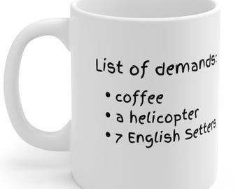 Taza de té de 11 oz con mensaje "Setter inglés"