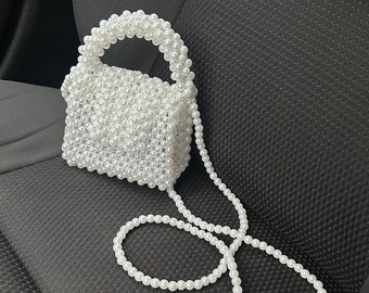 Elegant Beaded Pearl Bag, Pearl Clutch Bag, Wedding Bag, White Pearl Bag, Beaded Bridal Bag, Handbag from pearls