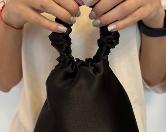 Elegant Satin Scrunchie Bag, Satin Wedding Bag, Small Handbag, Evening Clutch Bags,  Personalised Bridesmaids Bags