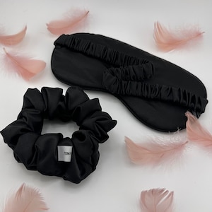 Schlafmaske in schwarz, Augenmaske in schwarz, Satin Schlafmaske in schwarz, Brautdusche Set, Brautjungfer Geschenk, Augenmaske in schwarz
