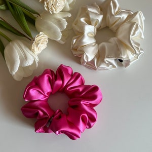 Embroidered Silk Satin Scrunchie: Personalized Hair Accessory