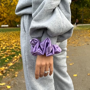 Embroidered Silk Satin Scrunchie: Personalized Hair Tie