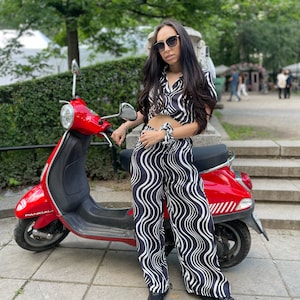Black and White Chiffon Two-Piece Summer Set
