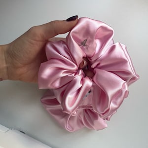 Silk satin scrunchies Embroidered scrunchies Hair accessories Hair Ties Bridesmaids gifts Embroidery design Scrunchies Wedding accessory