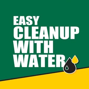 Peut inclure: Texte blanc sur fond vert&nbsp;: &laquo;&nbsp;EASY CLEANUP WITH WATER&nbsp;&raquo;. Une goutte d&rsquo;eau noire avec une goutte d&rsquo;eau jaune &agrave; l&rsquo;int&eacute;rieur se trouve &agrave; droite du texte.
