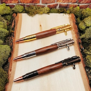 30 Caliber Bolt Action Ballpoint Pen in Red Sandalwood (Gun Metal / Bullet Casing Chrome)