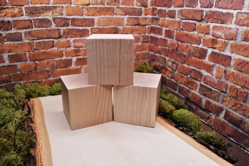 2 Square Solid Wooden Blocks alphabet Blocks, Craft Blocks, Toy Blocks