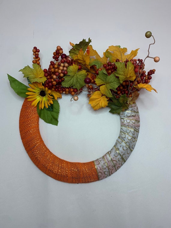 Orange Wreath Summer Wreath Orange and White Autumn Wreath Etsy