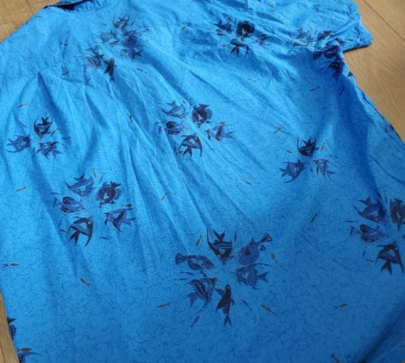 Rare - Vintage Pilgrim Hawaiian Shirt Blue Made is California USA