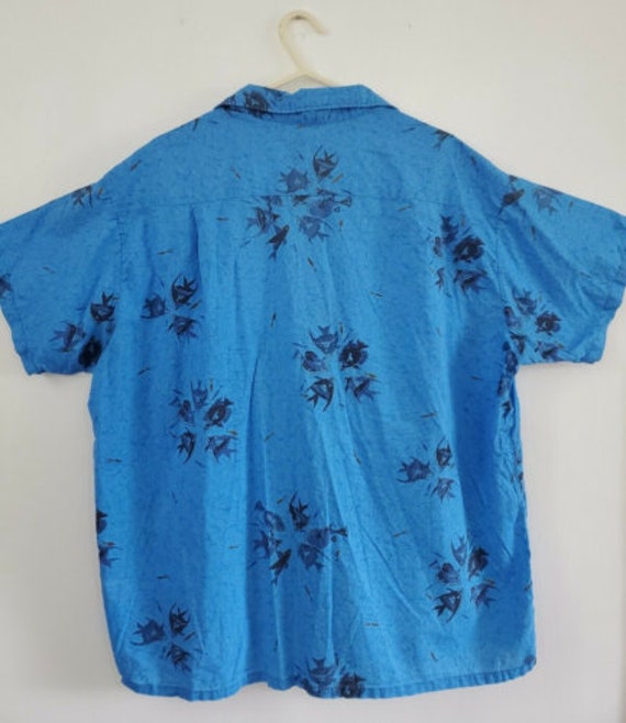 Rare - Vintage Pilgrim Hawaiian Shirt Blue Made is California USA 