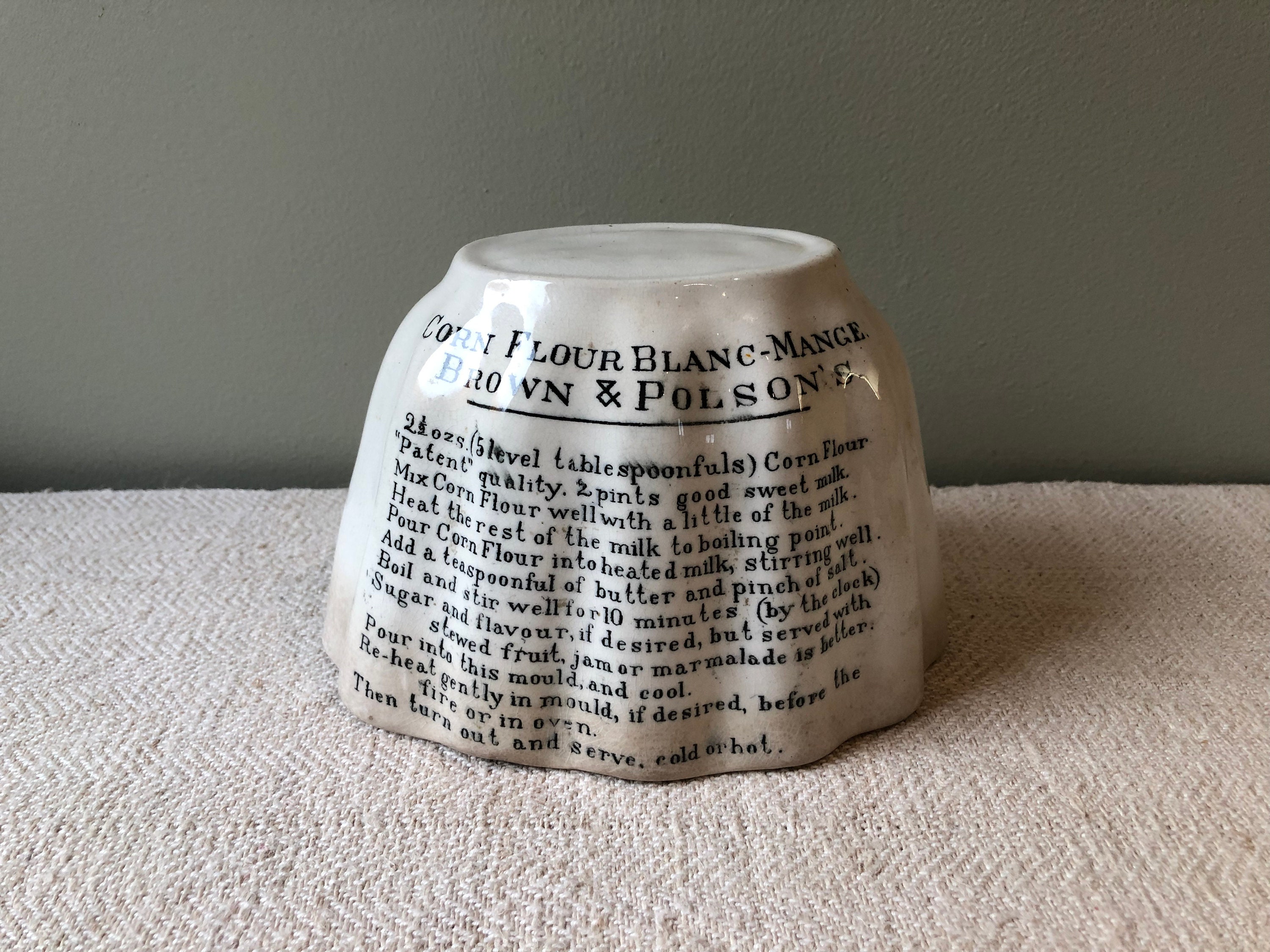 Antique Corn Flour Blanc Mange Mould by Brown & Polson Great Etsy UK
