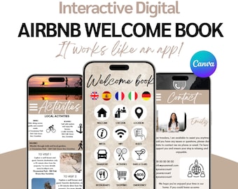 Multilingual Digital Welcome Book for Airbnb Hosts, B&B Owners and Vacation Rentals – Editable  Guide in 5 Languages for Guest Communication