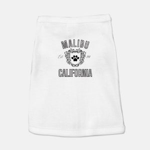 Malibu, California Logo White Tank for Dogs