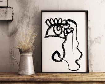 Arte de línea de ojos, Arte de pared grande, Impresiones de arte, Decoración del hogar, Arte de pared imprimible, Descargas digitales, Arte de pared, Impresiones