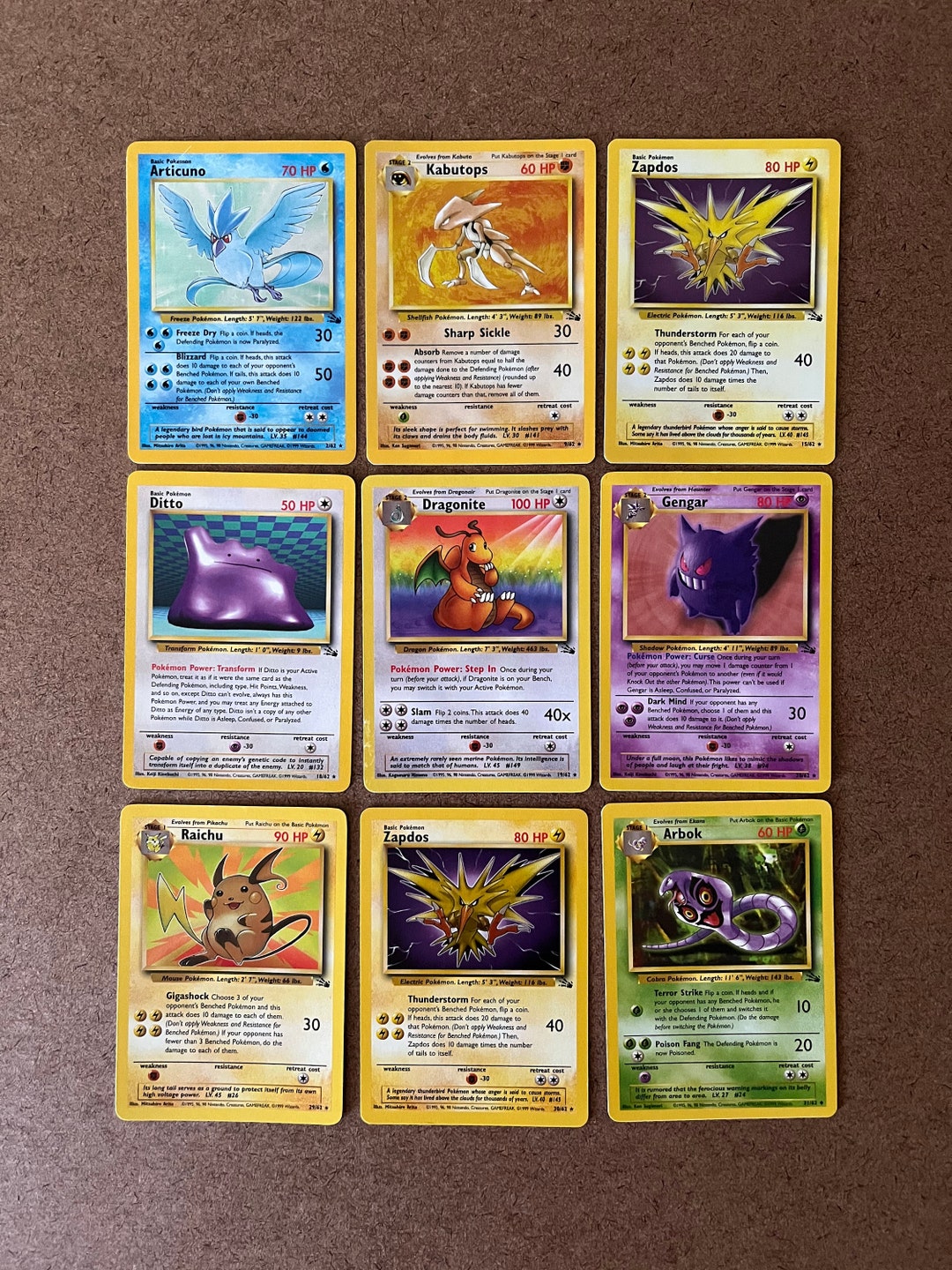 Original Pokémon Fossil Cards Lot of Nine Cards - Etsy