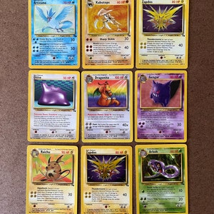 Cartas fósiles originales de Pokémon Lote de nueve cartas