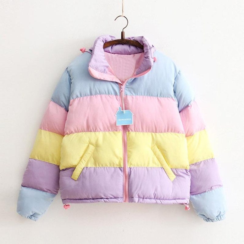 Rainy Chief Rainbow Hot Pink Unisex Sherpa Lined Hooded Coat