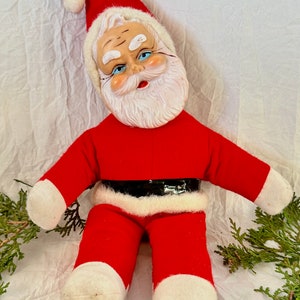 Vintage Rubber Faced Stuffed Santa Claus Plush Doll 13.25&quot; | Collecting Vintage Christmas | Santa Claus Lover