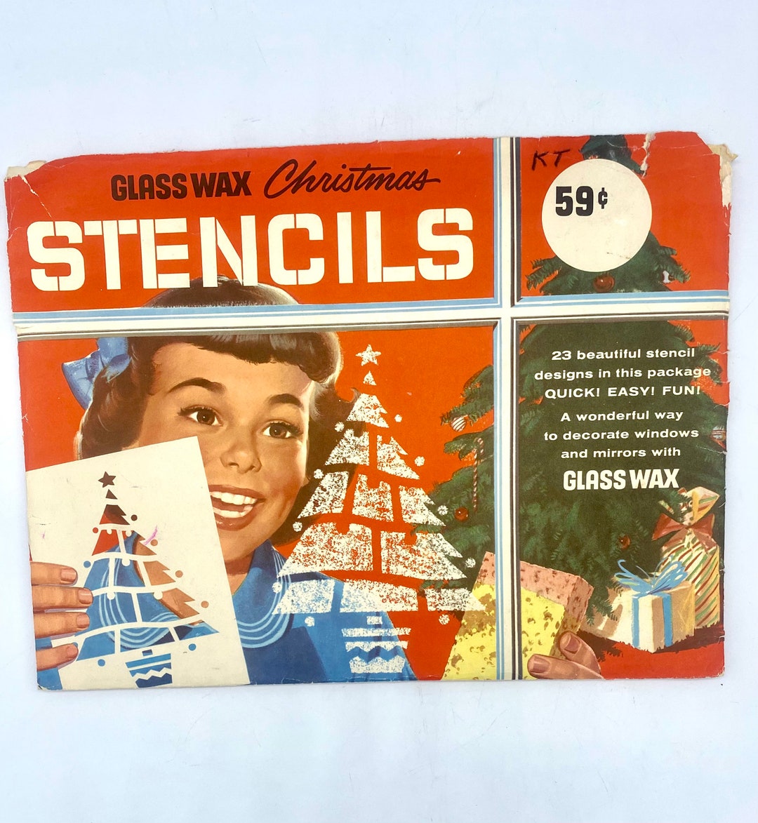 Vintage Glass Wax Christmas Stencils for Windows and Mirrors Etsy