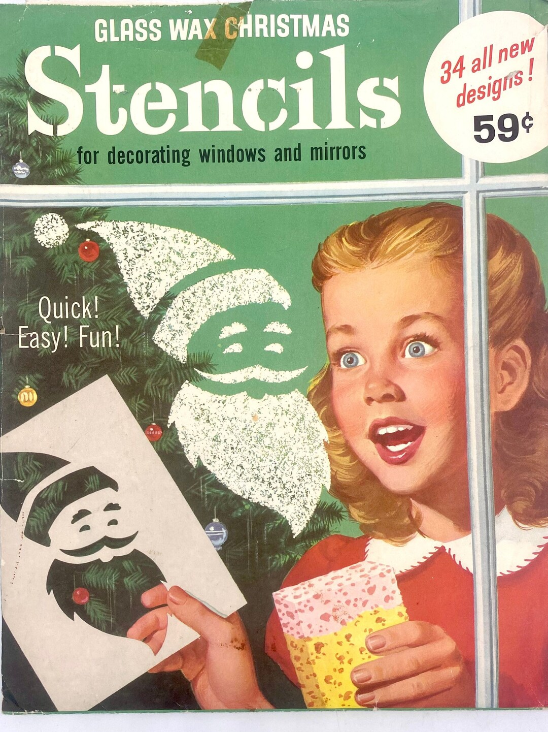 Vintage Glass Wax Christmas Stencils for Windows and Mirrors Etsy