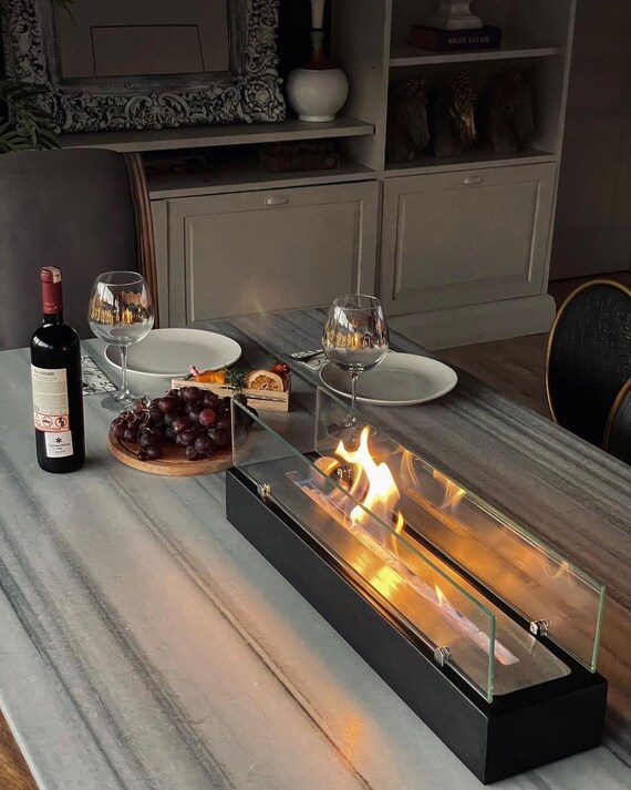 Table Top Fireplace Black Mega Large Handmade Table Top Fire Etsy