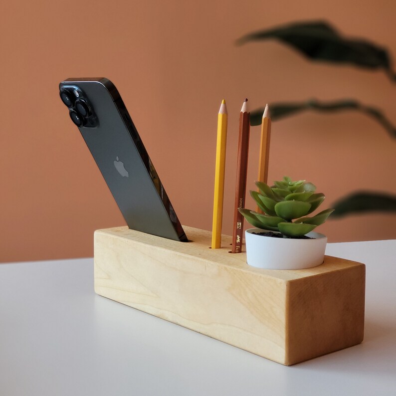 Pen Holder Wood Desk Organizer. Wooden Pencil Holder Wood Etsy
