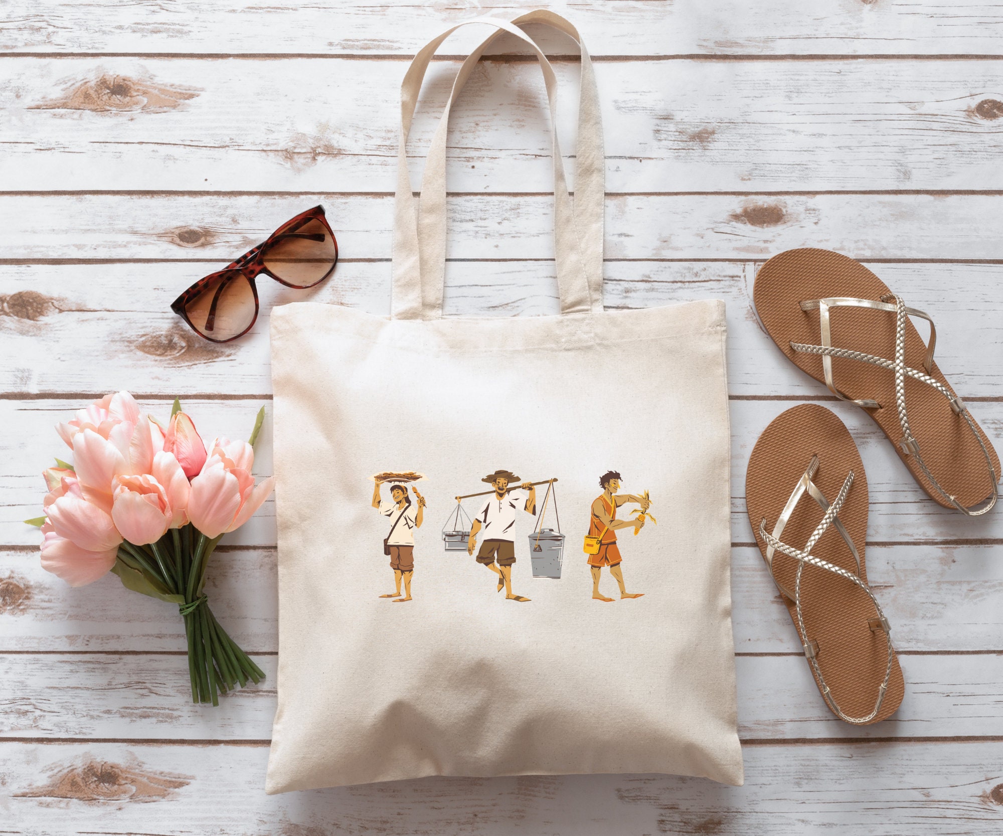 Filipino Canvas Tote Bag, Filipino Food Canvas Bag, Filipino Workers