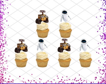 WALL-E Eve Cupcake Toppers Birthday Party Food Picks Cake Decoration Kids Robot