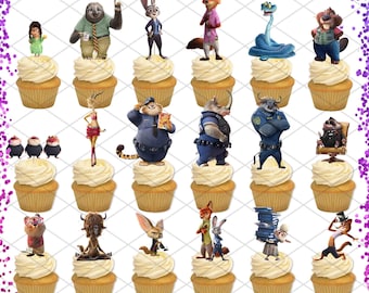 Zootopia Cupcake Toppers Birthday Party Decorations Cake Police Officer Judy Nick
