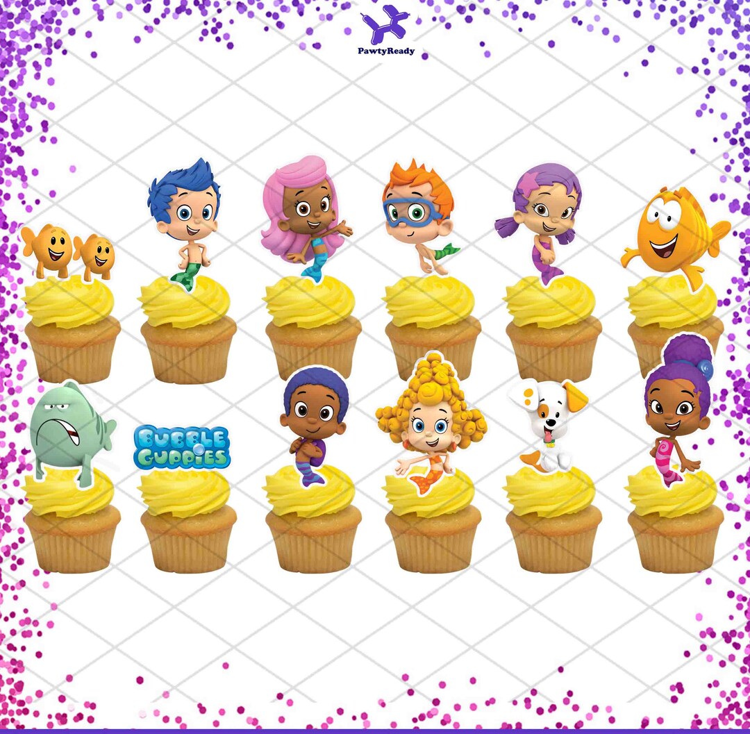 Bubble Guppies Cupcake Toppers Cake Birthday Party Decorations Etsy