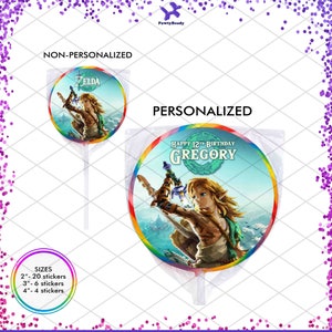 Legend of Zelda: Tears of Kingdom Sticker Labels Birthday Party Favor Treat Bags Boxes Decorations Supplies