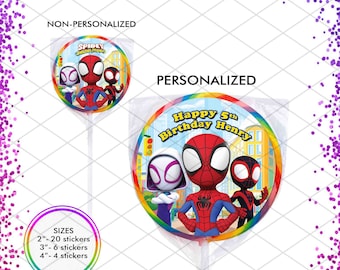 Spidey and his Amazing Friends Personalized Stickers, Custom Superhero Birthday Party Favor, Round Label for Lollipop, Gifting, Tags, Seal