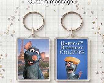 Ratatouille Keychains, Double side Photo Message Keyring, Personalized Chef Birthday Party favor, Graduation Wedding Couple School Baby gift