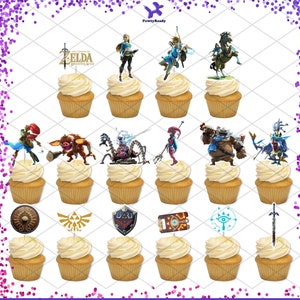 Zelda Link Toppers Cupcake Birthday Party Decorations The legend of Breath of the Wild Game Hyrule Adventure Tears of Kingdom Link
