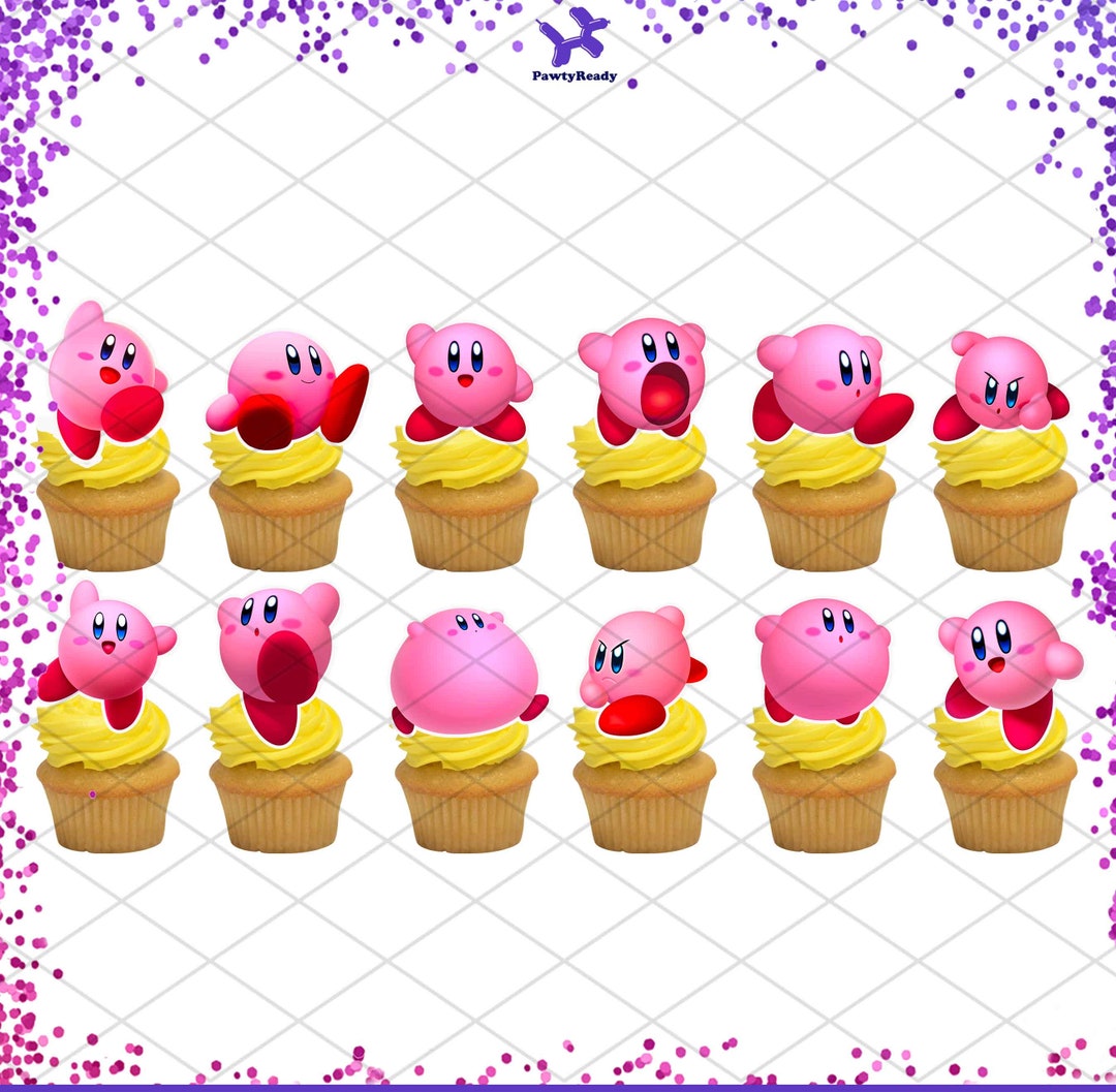 Kirby Cupcake Cake Toppers Centerpiece Mixed Birthday Party Decorations