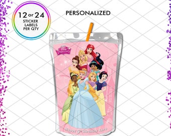 Princess Group Capri Sun Juice Pouch Sticker Labels Favors Birthday Party Decoration Filler Gift Loot Bag Girl
