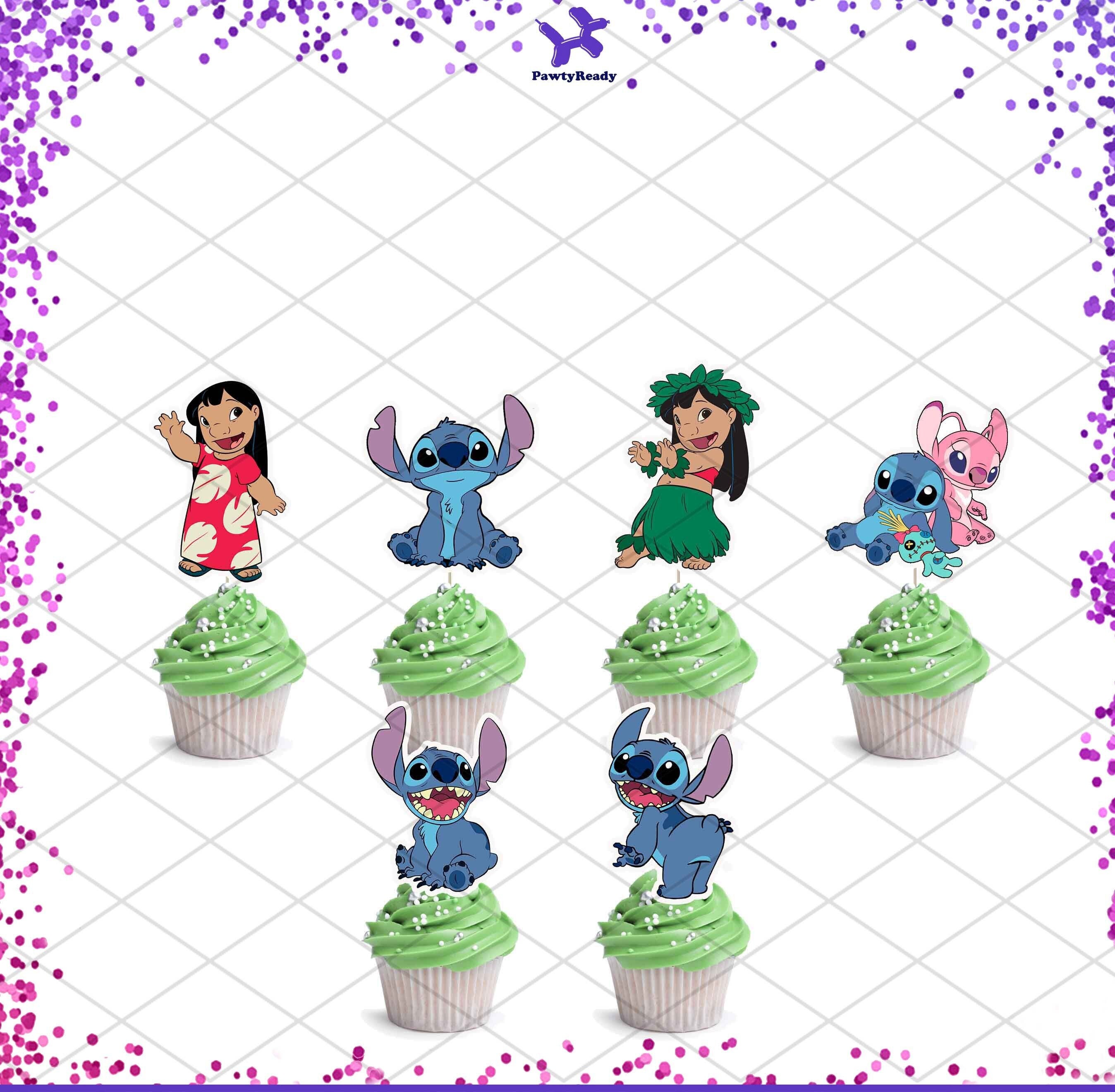 Lilo Stitch Cupcake Toppers Supplies for Birthday Party Decorations Aliens