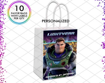 Buzz Lightyear Favor Bags, Personalized Toy Story Kids Birthday Gift, Decorations for Woody and Jessie Set of 10