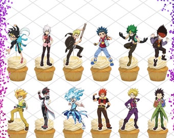 Beyblade Cupcake Toppers Birthday Party Food Picks Cake Decoration Kids