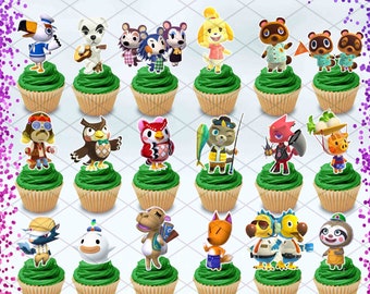 12 x Animal Crossing Cake Picks,Cupcake Toppers K.K. Kids Birthday Party Tom 