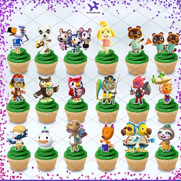 Animal Crossing Cupcake Toppers Birthday Party Food Picks Cake Decoration Kids