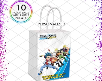 Beyblade Party Favor Bags, Battle Spinning Tops Birthday Gift, Decorations for Anime lover, Set of 10