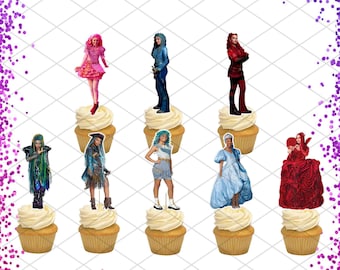 Descendants 4 Rise of the Red Cupcake Toppers Birthday Party Food Picks Cake Decoration