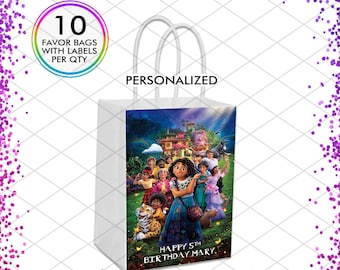 Encanto Birthday Party Favor Bags, Personalized Familia Madrigal Birthday Gift, Set of 10