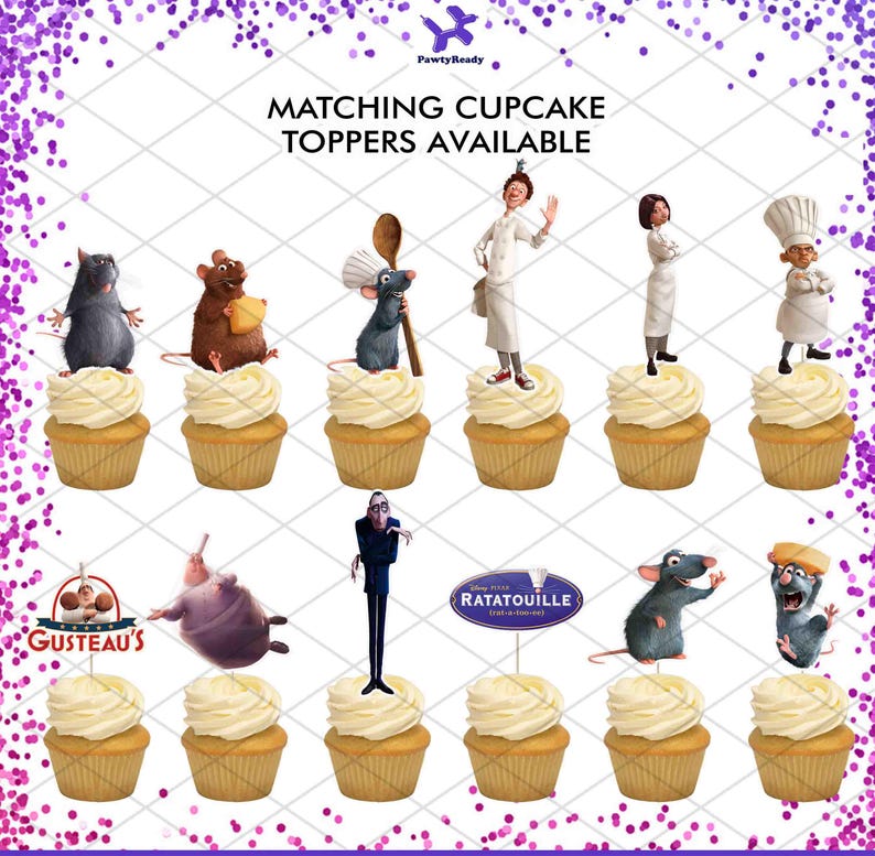 Remy Ratatouille Custom Name Logo Cake Toppers, Personalized Birthday ...
