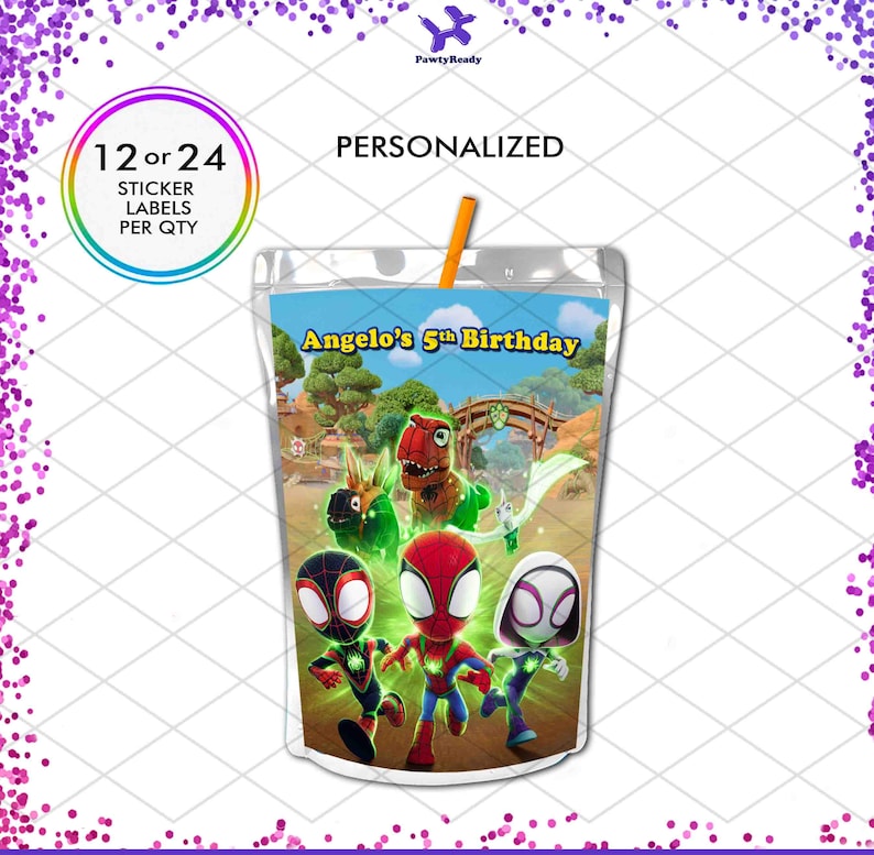 Spidey Dino-webs and His Amazing Friends Capri Sun Juice Pouch Sticker ...