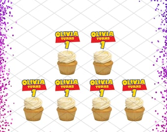 Toy Story Custom Logo Name Personalization Cupcake Toppers Birthday Party Decoration, SET05